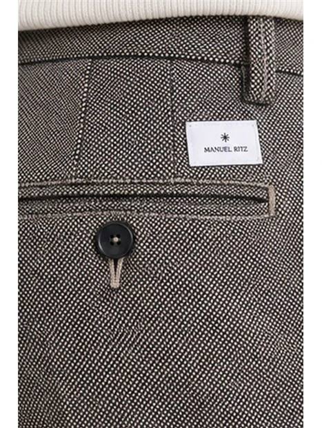PANTALONI CHINO SARTORIALI CON TASCHE A FILETTO UOMO BEIGE