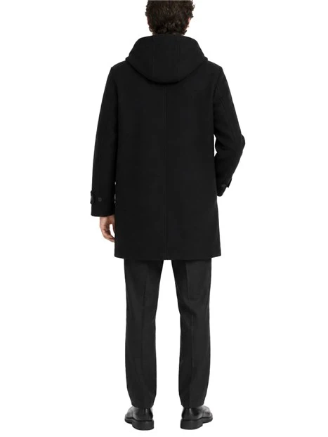 CAPPOTTO CORTO CON CAPPUCCIO CON COULISSE E TASCHE FRONTALI UOMO NERO