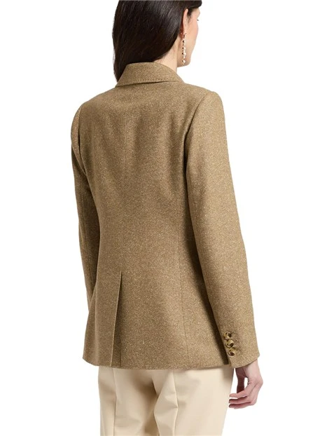 GIACCA CORTA IN TWEED DI MISTO LANA E SETA DONNA BEIGE