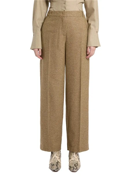 PANTALONI PALAZZO IN TWEED DI LANA E SETA DONNA BEIGE