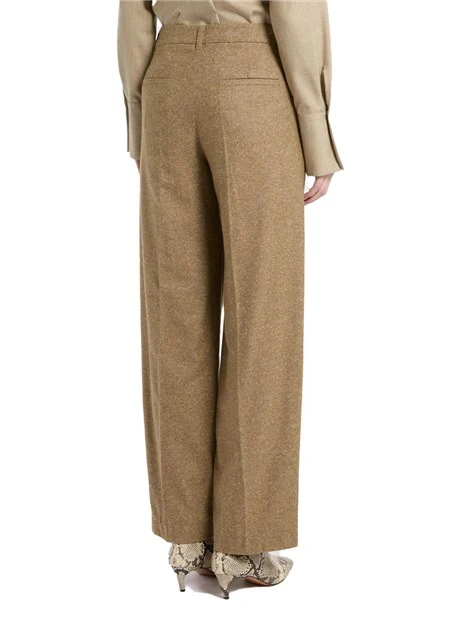 PANTALONI PALAZZO IN TWEED DI LANA E SETA DONNA BEIGE