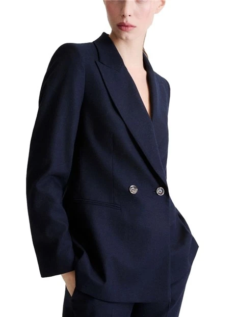 GIACCA  DOPPIOPETTO IN MISTO LANA STRETCH DONNA BLU