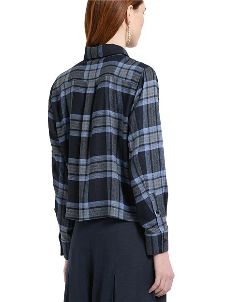 CAMICIA IN MISTO LANA CON FUSCIACCA DONNA BLU