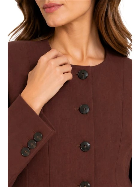 GIACCA CORTA GIROCOLLO IN MISTO LANA DONNA MARRONE