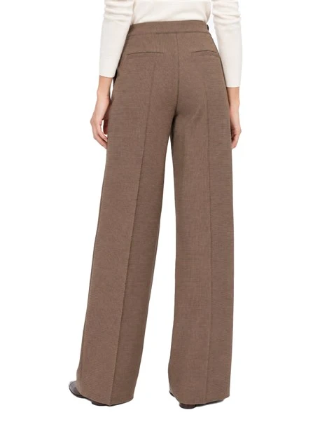 PANTALONI PALAZZO WIDE LEG IN MISTO LANA STRETCH DONNA MARRONE CHIARO