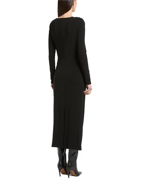 VESTITO LUNGO IN JERSEY CRÊPE CON SCOLLO ASIMMETRICO DONNA NERO