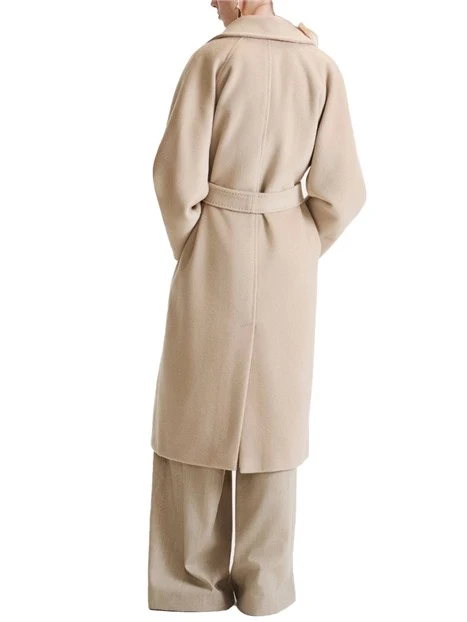 CAPPOTTO LUNGO DOPPIOPETTO IN PURA LANA VERGINE CON CINTURA  DONNA BEIGE