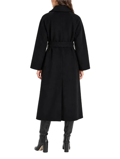 CAPPOTTO LUNGO DOPPIOPETTO IN PURA LANA VERGINE CON CINTURA DONNA NERO