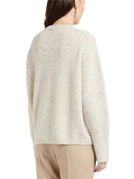 MAGLIA GIROCOLLO IN MISTO ALPACA BOTTONATO DONNA BIANCO