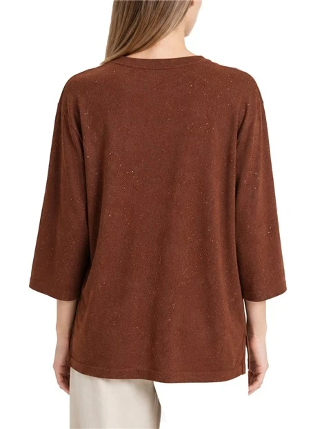 MAGLIA GIROCOLLO CON MICRO PAILLETTE DONNA MARRONE