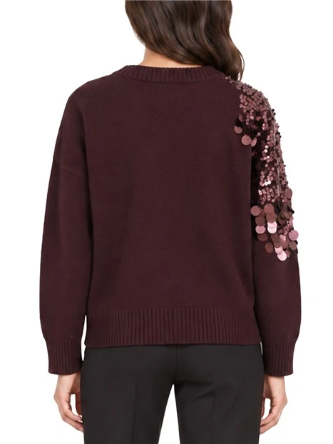 MAGLIA GIROCOLLO IN PURA LANA CON PAILLETTE DONNA VIOLA