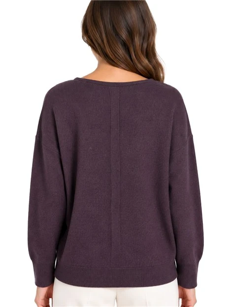 MAGLIA CON SCOLLO A BARCA IN PURO CASHMERE DONNA VIOLA