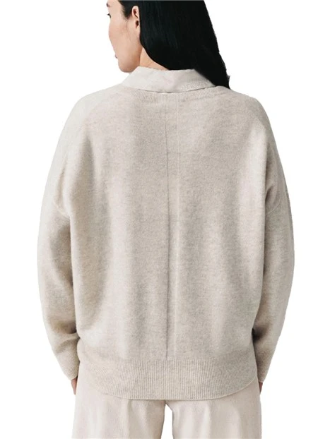 MAGLIA CON SCOLLO A V IN PURO CASHMERE DONNA AVORIO