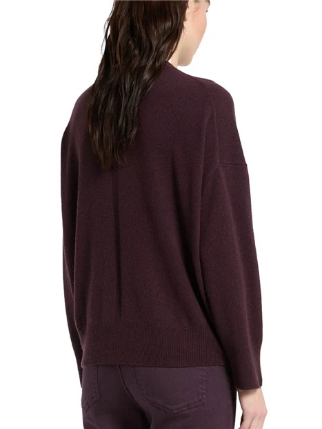 CARDIGAN  IN PURO CASHMERE CON SCOLLO A V VIOLA