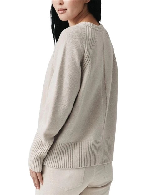 MAGLIA GIROCOLLO IN PURA LANA CON LAVORAZIONE A COSTE DONNA AVORIO