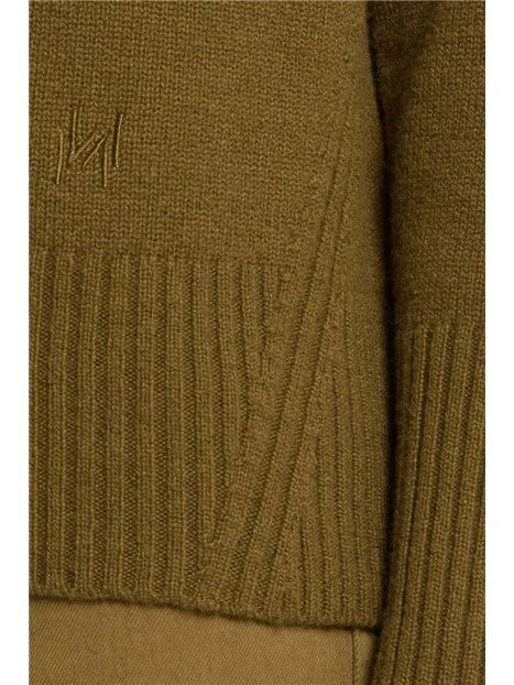 MAGLIA GIROCOLLO IN PURA LANA CON LAVORAZIONE A COSTE DONNA VERDE