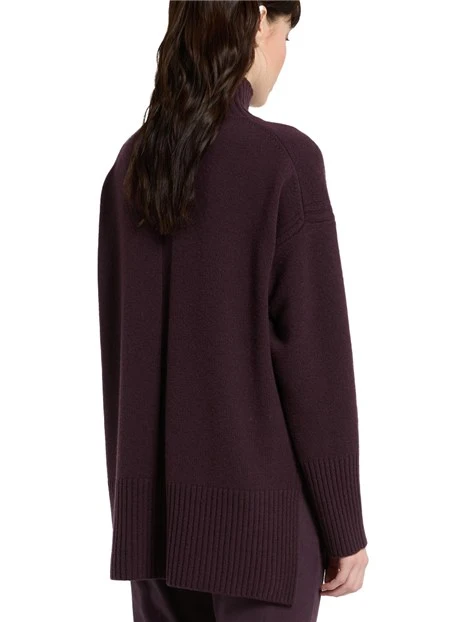 MAGLIA DOLCEVITA CON DETTAGLI COSTINE IN PURA LANA DONNA VIOLA
