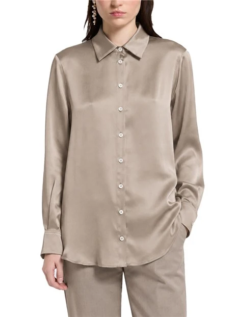 CAMICIA IN RASO DI MISTO SETA DONNA BEIGE