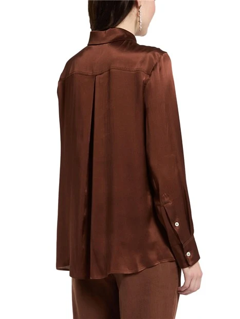 CAMICIA IN RASO DI MISTO SETA DONNA MARRONE