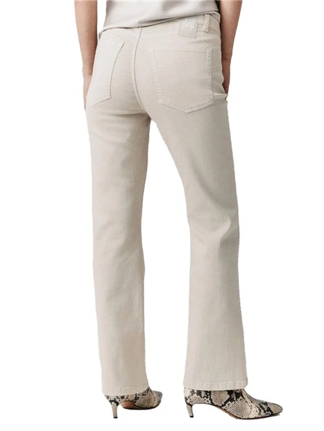 PANTALONI PALAZZO CINQUE TASCHE FLARE IN BULL STRETCH DONNA BEIGE