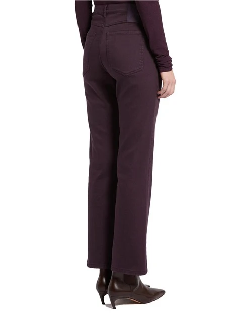 PANTALONI PALAZZO CINQUE TASCHE FLARE IN BULL STRETCH DONNA VIOLA