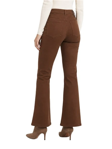 PANTALONI PALAZZO CINQUE TASCHE FLARE IN BULL STRETCH DONNA MARRONE