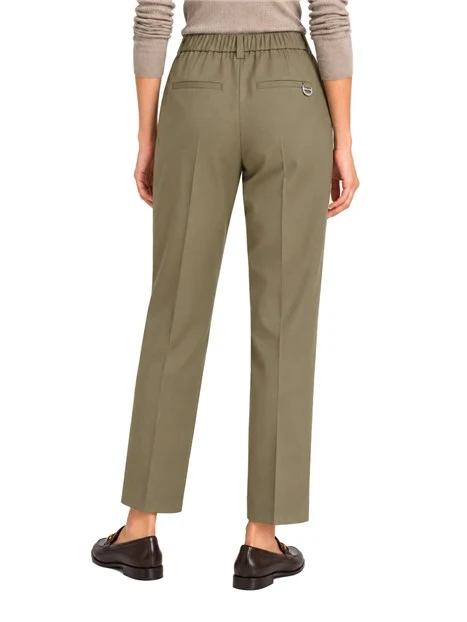 PANTALONI CROPPED IN GABARDINA DI LANA VERGINE DONNA VERDE