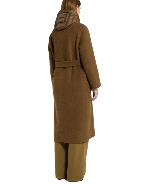 CAPPOTTO LUNGO IN DOUBLE DI LANA E ALPACA CON IMBOTTITURA IN PIUMINO DONNA VERDE