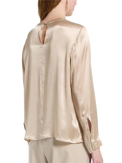 BLUSA IN RASO DI MISTO SETA DONNA BEIGE