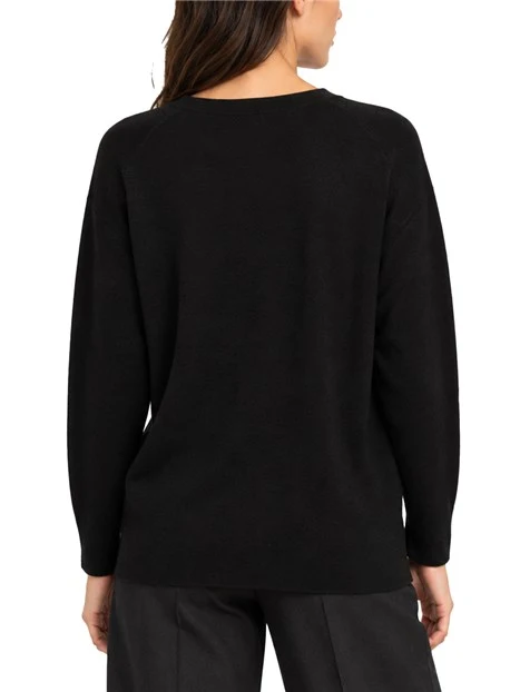 CARDIGAN OVERSIZE IN LANA E CASHMERE DONNA NERO