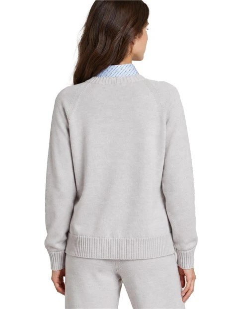 MAGLIA GIROCOLLO CON PICCOLO LOGO RICAMATO IN LANA VERGINE DONNA GRIGIO