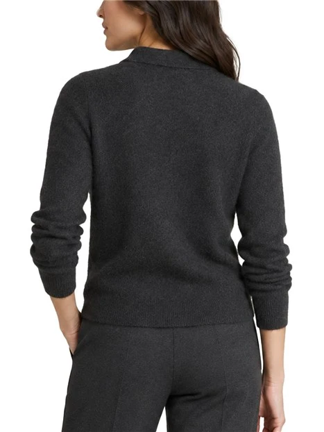 POLO IN MAGLIA IN LANA E CASHMERE DONNA ANTRACITE