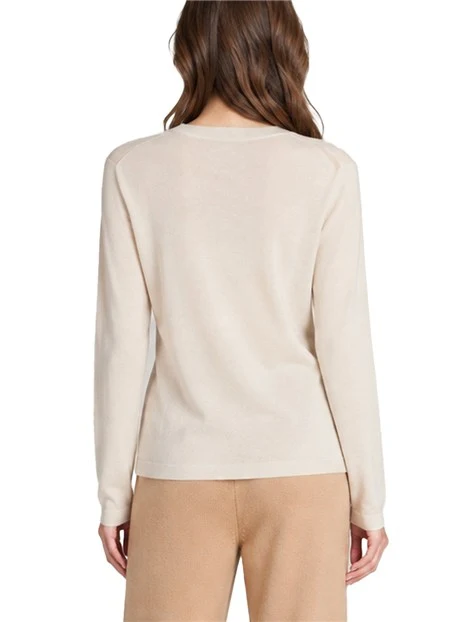 MAGLIA GIROCOLLO SLIM IN LANA E CASHMERE DONNA BEIGE