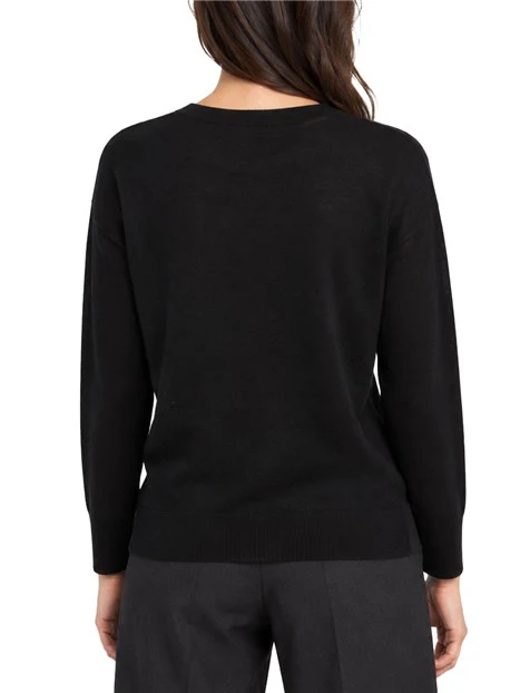 MAGLIA GIROCOLLO SLIM IN LANA E CASHMERE DONNA NERO