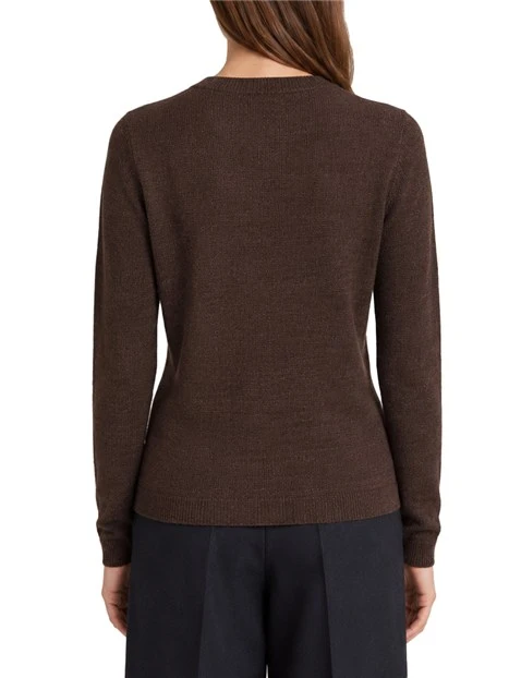 MAGLIA GIROCOLLO SLIM IN LANA E CASHMERE DONNA MARRONEW
