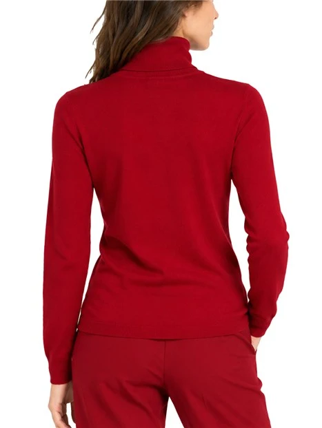 MAGLIA DOLCEVITA ADERENTE IN LANA E CASHMERE DONNA ROSSO
