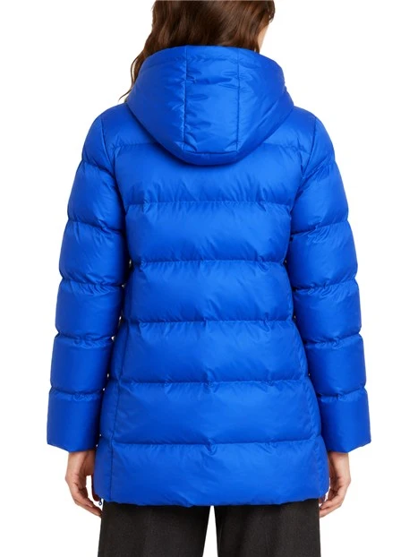 PIUMINO MIDI TRAPUNTATO CON CAPPUCCIO RIMOVIBILE DONNA BLU