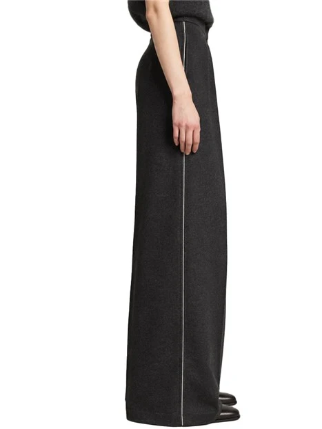 PANTALONI PALAZZO IN JERSEY DI MISTO LANA DONNA ANTRACITE