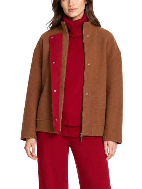 GIACCA BOMBER IN JERSEY MISTO LANA DONNA MARRONE