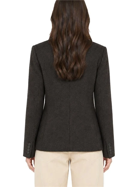 BLAZER MONOPETTO SLIM IN JERSEY JACQUARD DONNA MARRONE