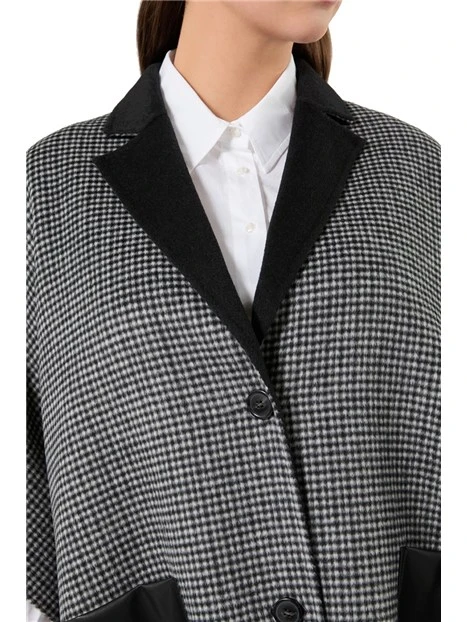 GIACCA CORTA STILE CAPPA  IN MISTO LANA CON TASCHE DONNA NERO