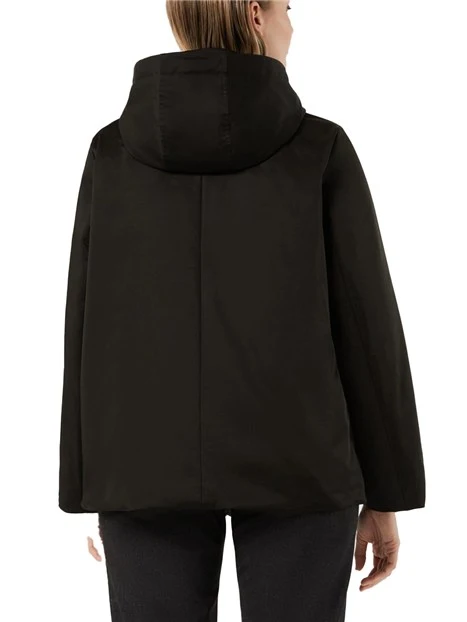 GIACCA IMPERMEABILE IMBOTTITA IN TWILL ANTIGOCCIA CON CAPPUCCIO DONNA NERO