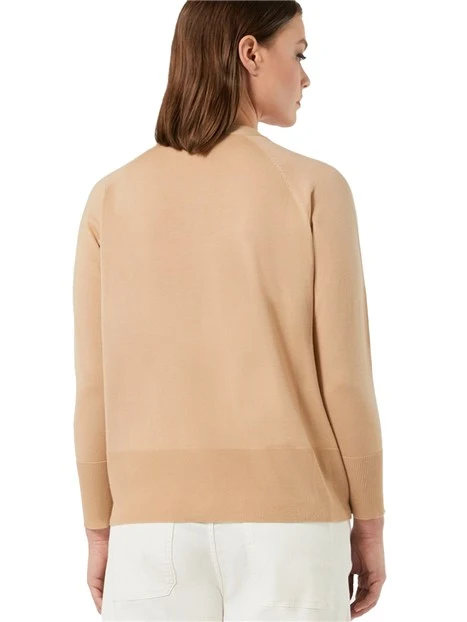 CARDIGAN IN PURA LANA MERINO CON BOTTONI DONNA BEIGE