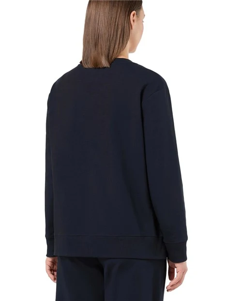 FELPA GIROCOLLO IN COTONE STRETCH CON SPACCHI LATERALI DONNA BLU