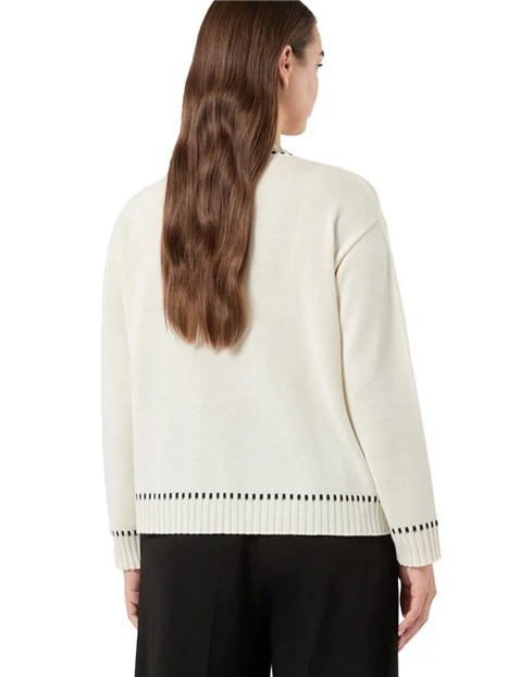 MAGLIA GIROCOLLO N MISTO LANA CON LAVORAZIONE JACQUARD DONNA BIANCO