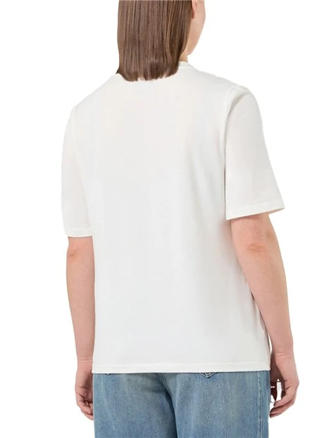 T-SHIRT MANICA CORTA IN JERSEY DI COTONE STRETCH DONNA  BIANCO