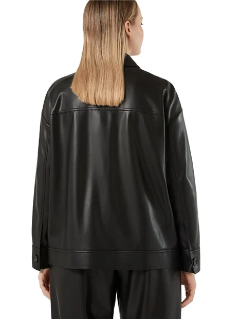 GIACCA IN ECO PELLE MODELLO TRUCKER DONNA NERO