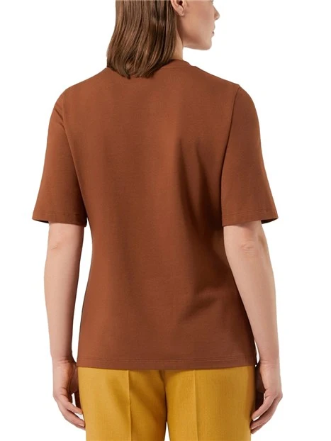 T-SHIRT MANICA CORTA  IN JERSEY DI COTONE STRETCH DONNA MARRONE