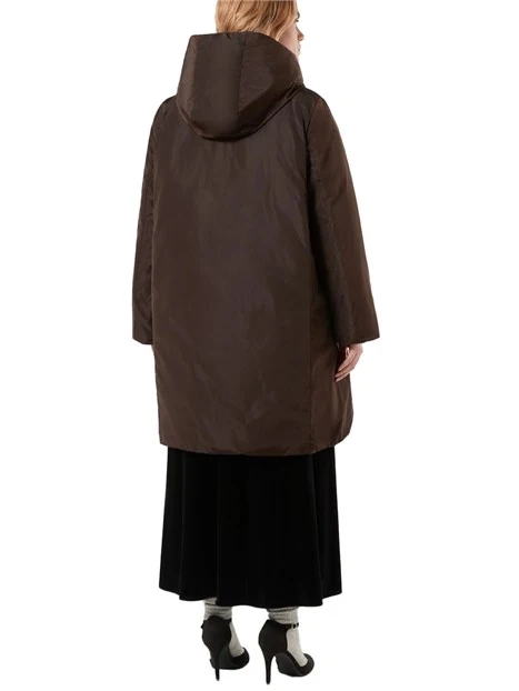 PIUMINO LUNGO TRAPUNTATO A ROMBI REVERSIBILE CON CAPPUCCIO DONNA MARRONE