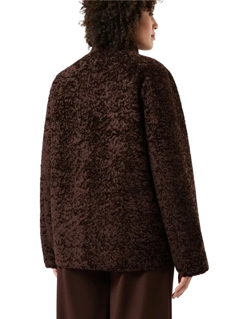 GIACCA IN ECO PELLE REVERSIBILE CON EFFETTO SOFFICE E TESSUTO SPALMATO DONNA MARRONE